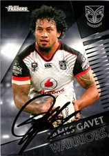 Signed 2018 New Zealand Warriors NRL TLA Traders Card - James Gavet