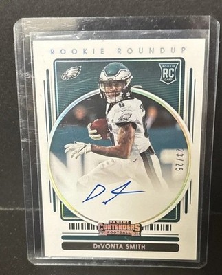 2021 Contenders DeVonta Smith Rookie Autograph Roundup Auto # d 23/25 RC