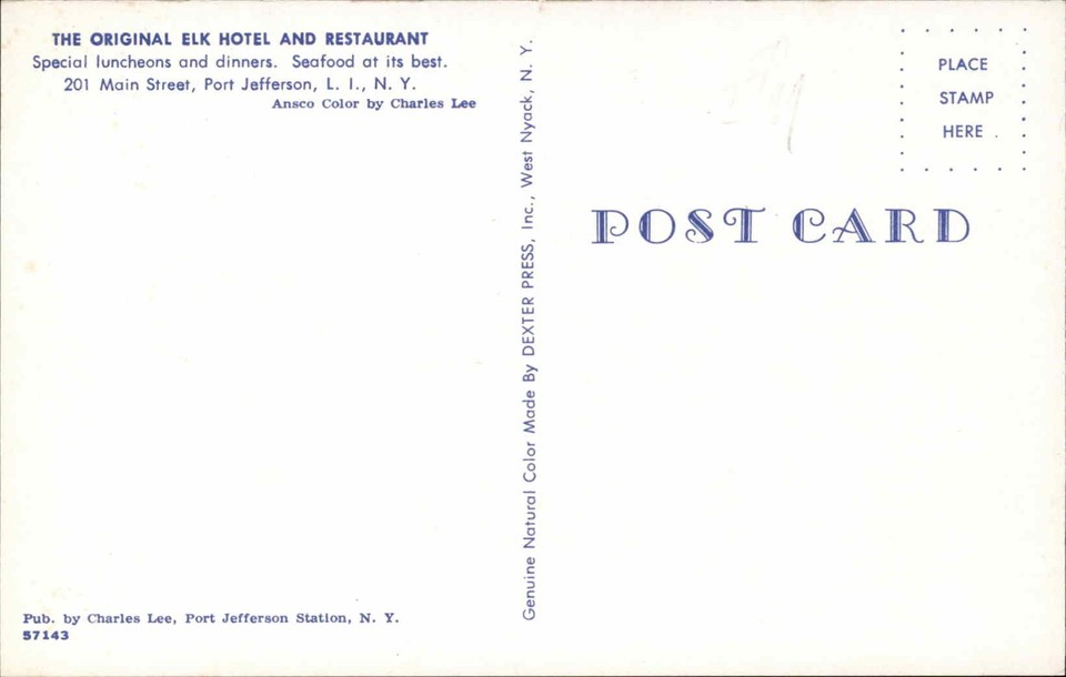 Long Island NY New York Elk Hotel Port Jefferson c1950-60s Vintage ...