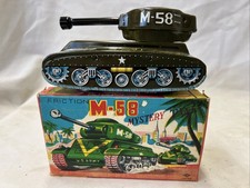 Very Rare Vintage Wind Up Friction tin M-58 US Army Toy Tank Japan see ad