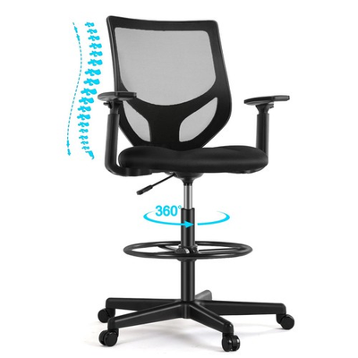 #ad AFO Tall Drafting Chair with Adjustable Foot Ring Ergonomic Lumbar Supportive $75.13
