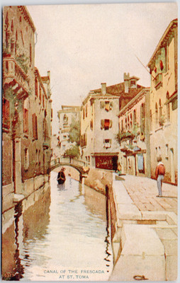 Italy Venezia 1910 Canal Frescada St Toma Gondola Bridge Boat Venice Postcard