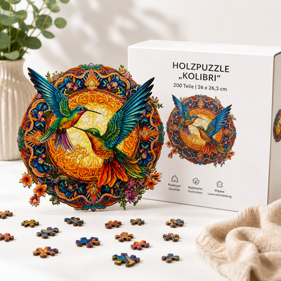 Holzpuzzle Erwachsene 200 Teile Kolibri 26x26,3cm Puzzle Geschenk Holz