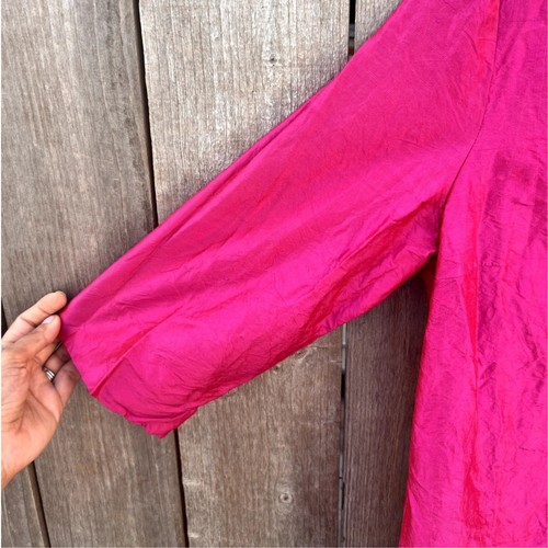 Bogner | Women's Silk 3/4 Sleeve Hook Closure Shacket Blouse Fuschia Sz 10 US L - Picture 4 of 7