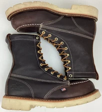 Thorogood 804-4239 Men's 8" Leather Steel Safety Moc Toe Work Boots Size 9.5 D