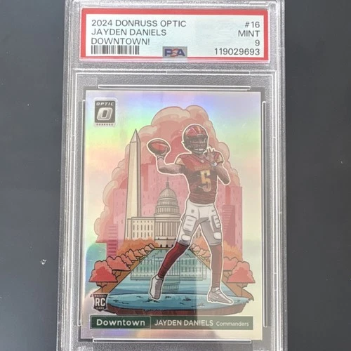Panini 2024 Donruss Optic Downtown Jayden Daniels #16 Commanders Rookie PSA 9