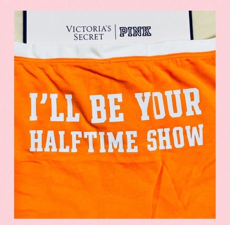 Victoria’s Secret ROSA Algodón Dormitorio Boyshort Naranja Blanco Medio Tiempo Gráfico GRANDE Foto 3 de 4