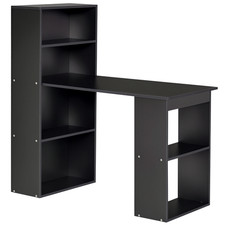 HOMCOM 120cm Computer Desk Bookshelf Writing Table 6 Shelves Black