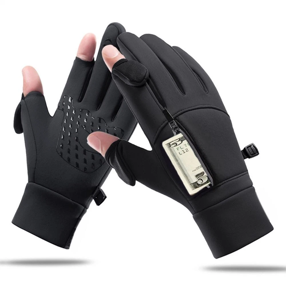 WinterWarmGlovesFlipOverTwoFingersWaterproofWindproofTouchScreenCycling