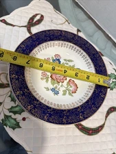 Steubenville China Cobalt Blue & Gold Rimmed Floral Dinner Plate8.25”