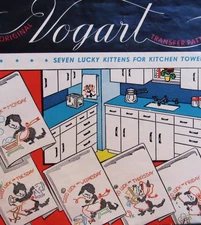 VTG Vogart 178 Embroidery Transfer 7 Lucky Kittens Good Luck DOW Towels Pattern