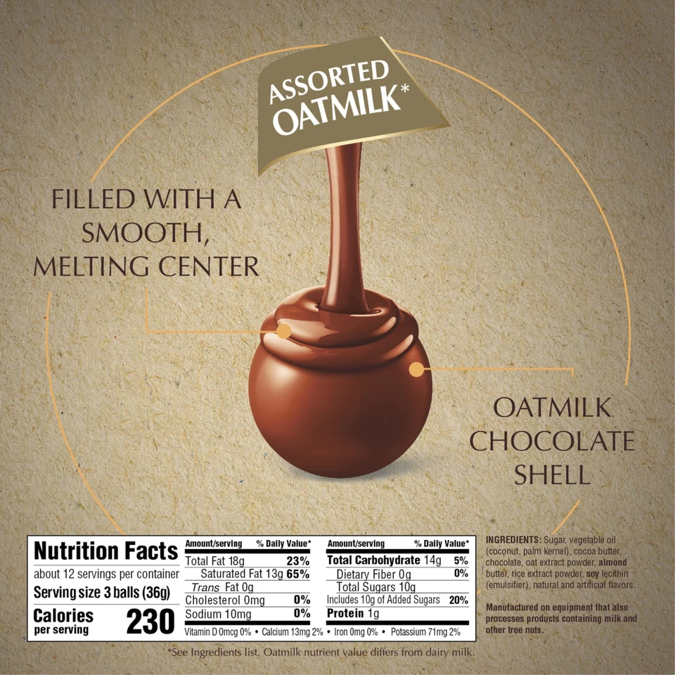 Трюфели шоколадные овсяное молоко в ассортименте Lindt LINDOR, немолочные, полный размер - Изображение 4 из 4