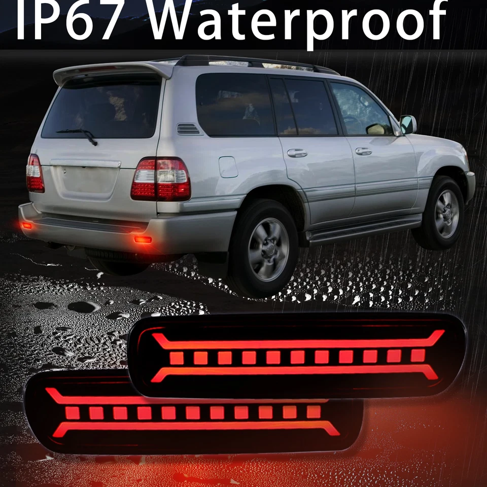 Luz de freno reflectora trasera LED DRL humo para Toyota Land Cruiser 1998-2007 LX470 Foto 3 de 4