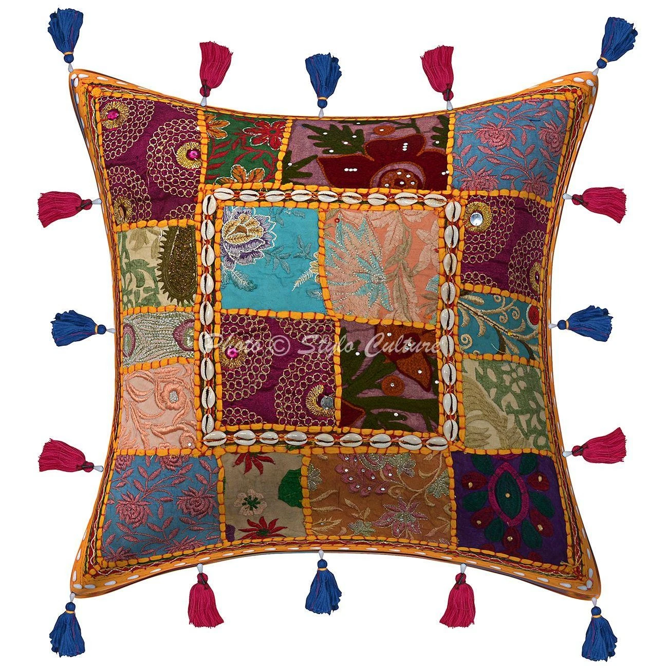 Patchwork Cushion Cover Boho Throw Ethnic Pillow Case Hippie Gypsy Home Decor
