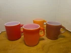4 Vintage Anchor Hocking Fire King Stackable Mugs. orange Brown Red 1 Is Unbrand