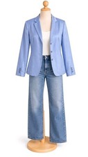 VTG Ann Taylor 100 silk light blue blazer size 4