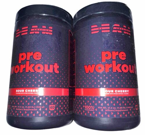 Two Bottles - BEAM Be Amazing Pre Workout Sour Cherry 2 LB Total Exp 6/25