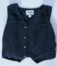 The Childrens Place sz M 7/8 navy blue formal vest pocket cotton v neck buttons