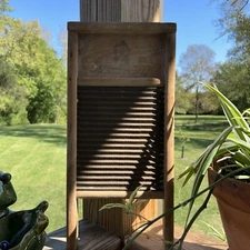 Vintage Kitchenette Wash Board 18” X 8.5” Laundry Room Primitive Wooden & Tin