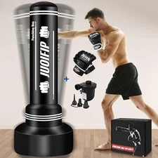 Heavy Punching Bag with Stand Adults Teens, 70" Freestanding Punching Bag with B