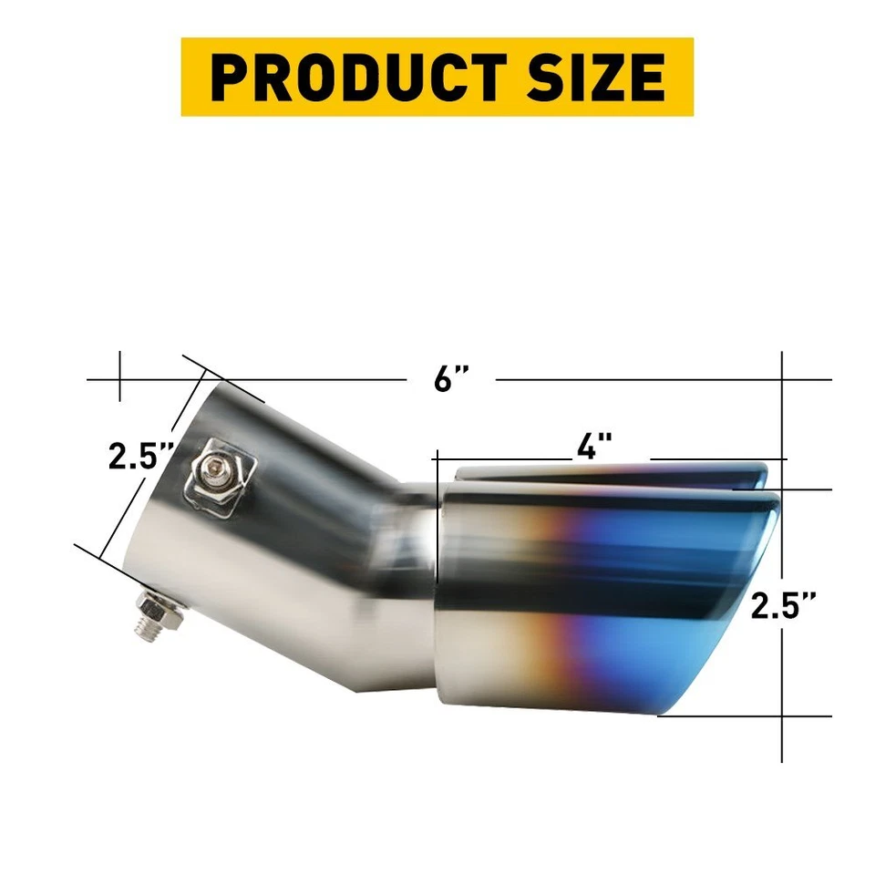 Universal Exhaust Dual SUV Pipe Car Rear Muffler Tail Tip Accessories Throat G - Image 2 of 4