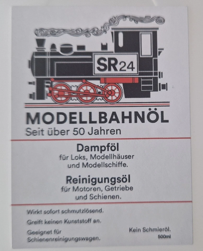 SR 24 0,5 Liter Dampf-und Reinigungsöl Modellbahnöl + praktische Nadelflasche - Bild 4 von 4