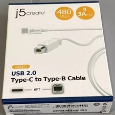 j5create JUCX11 USB2.0 Type-C to Type-B Cable, 6ft