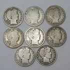 8x 1900-1904 Better Date Barber Half Dollars 50c 28675