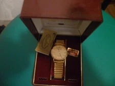 NIB NOS Lucien Piccard Dufonte Quartz Men Dress Watch  Gold Tone