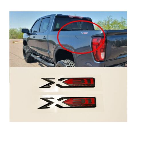 2pic  2019 - 2023 GMC Sierra X 31 OFF ROAD Bed Emblem 84682662  Black Red - Picture 1 of 3