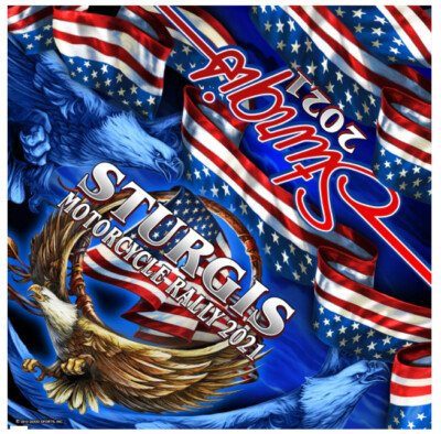 2021 Sturgis Bandana American Flag Bald Eagle Design 21'' x 21'' Bandana 