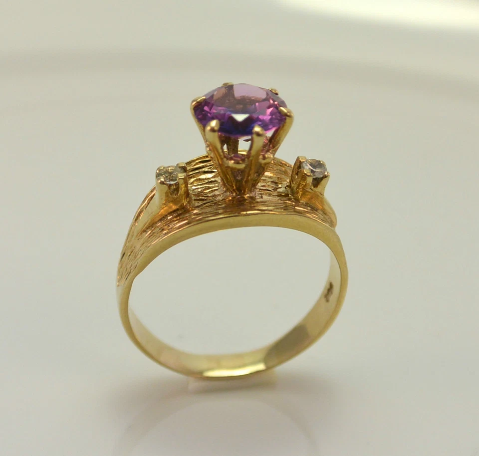 Vintage Damenring mit Amethyst & Zirkonia/ 375er 9 Karat Gold (62 (19,7 mm Ø)* - Bild 3 von 4