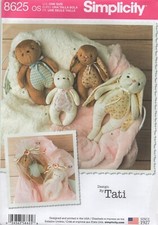 Simplicity Sewing Pattern 8625 Soft Toy Teddy Bears, Bunny Rabbits, Gift Bag New