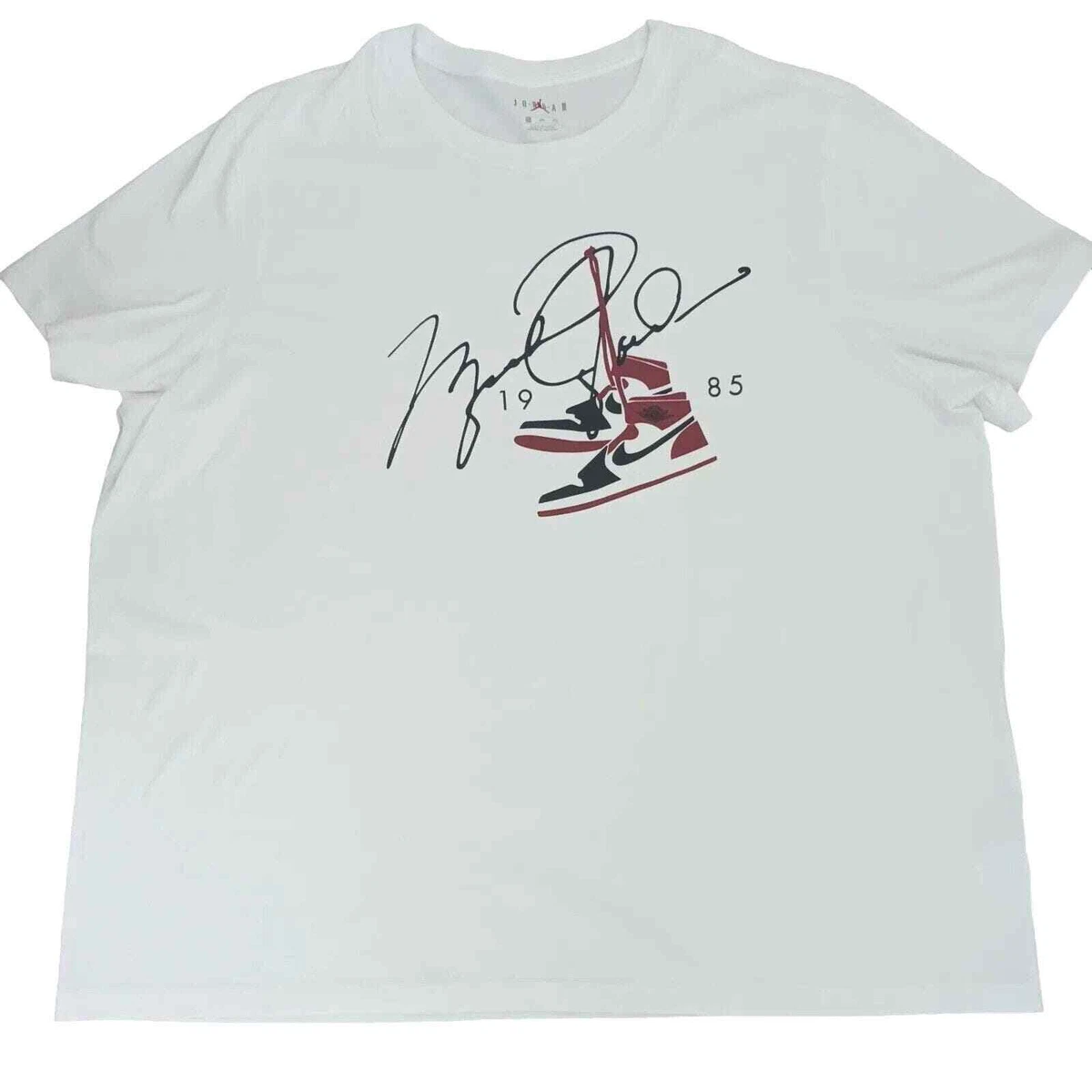 AUTH 4XL Air Jordan AJ85 1985 Signature Short Sleeve T-Shirt WHITE