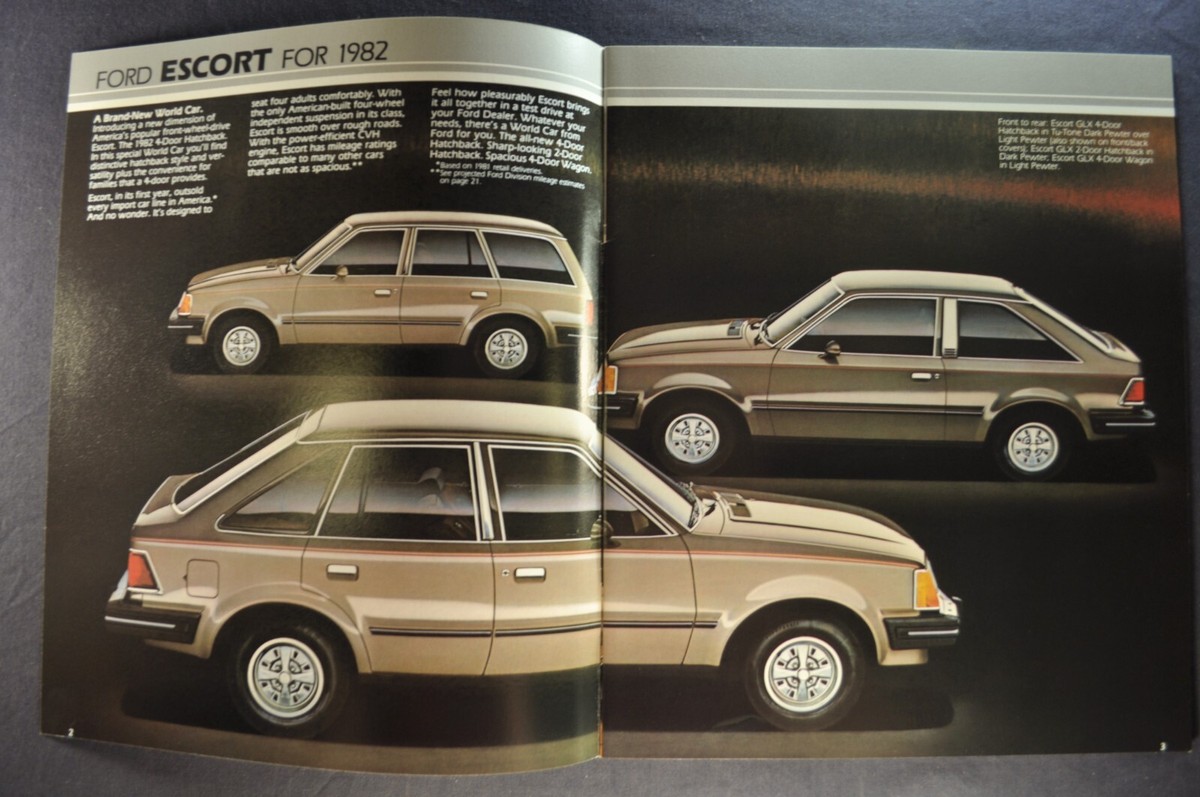 1982 Ford Escort Brochure L GL GLX GT Hatchback Sedan Wagon