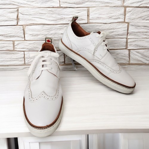 DSQUARED2 410 Wingtip Oxfords White Brogued Leather Shoes Mens Size 12 Italy