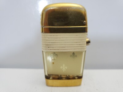 Vintage Working Scripto VU Feuerzeug Halbmondschild, weißes Band 3545/29