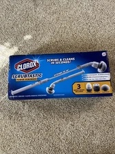 Clorox Deluxe Scrubtastic Power Scrubber 39" Reach 3 Brush Heads Rechargeable