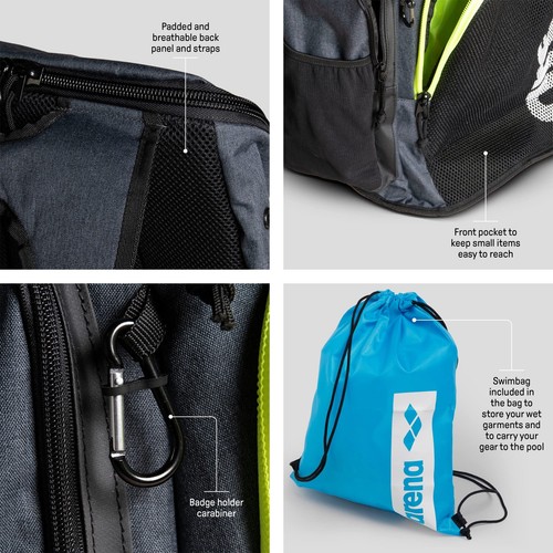 Mochila deportiva Arena Team 45L para nadadores y almacenamiento de equipo de entrenamiento - Imagen 3 de 8