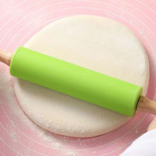 2 Mini Wooden Handle Silicone Rolling Pins for Home Kitchen - 第 1/17 張圖片