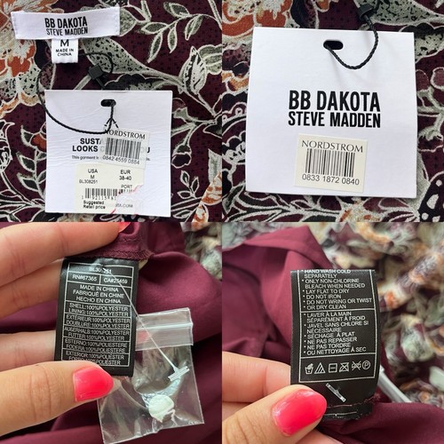BB Dakota Steve Madden Womens Sz Medium Port Maroon Floral Fancy That Mini Dress - Picture 3 of 19