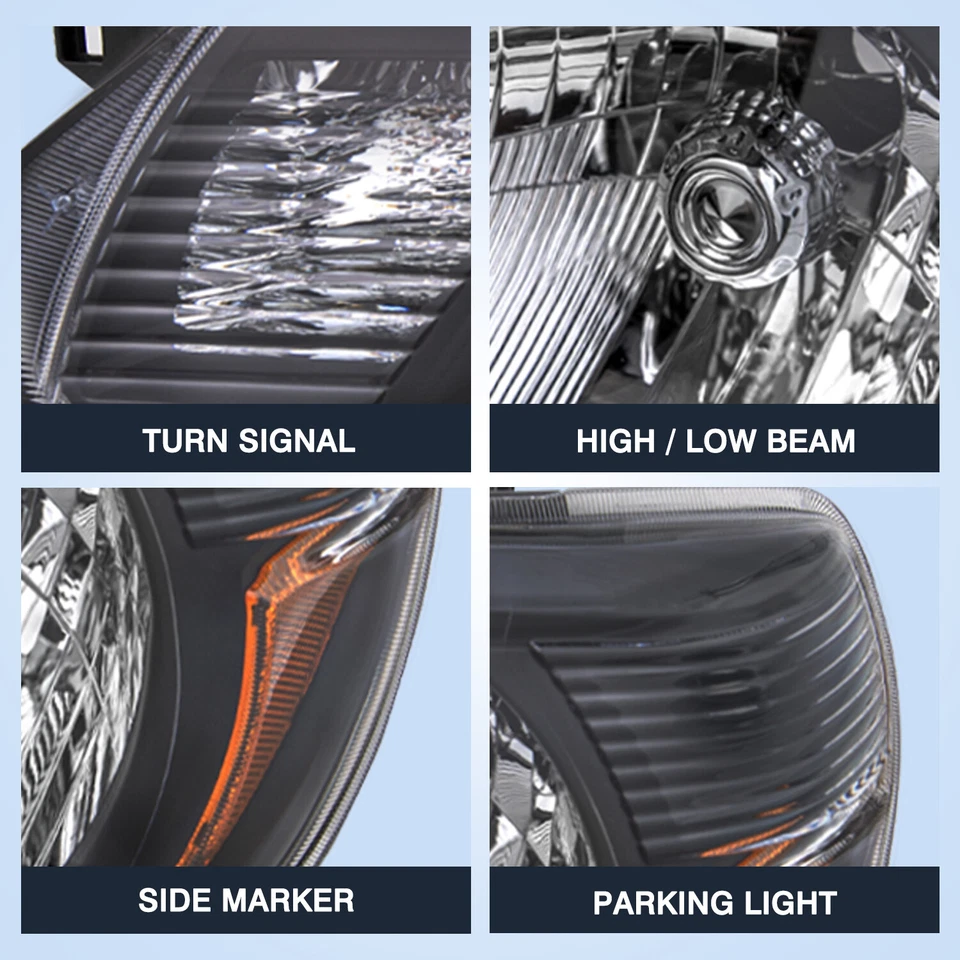 Headlights Assembly For 2012-2015 Toyota Tacoma TRD Black Amber Corner Lamp Pair - Image 4 of 4