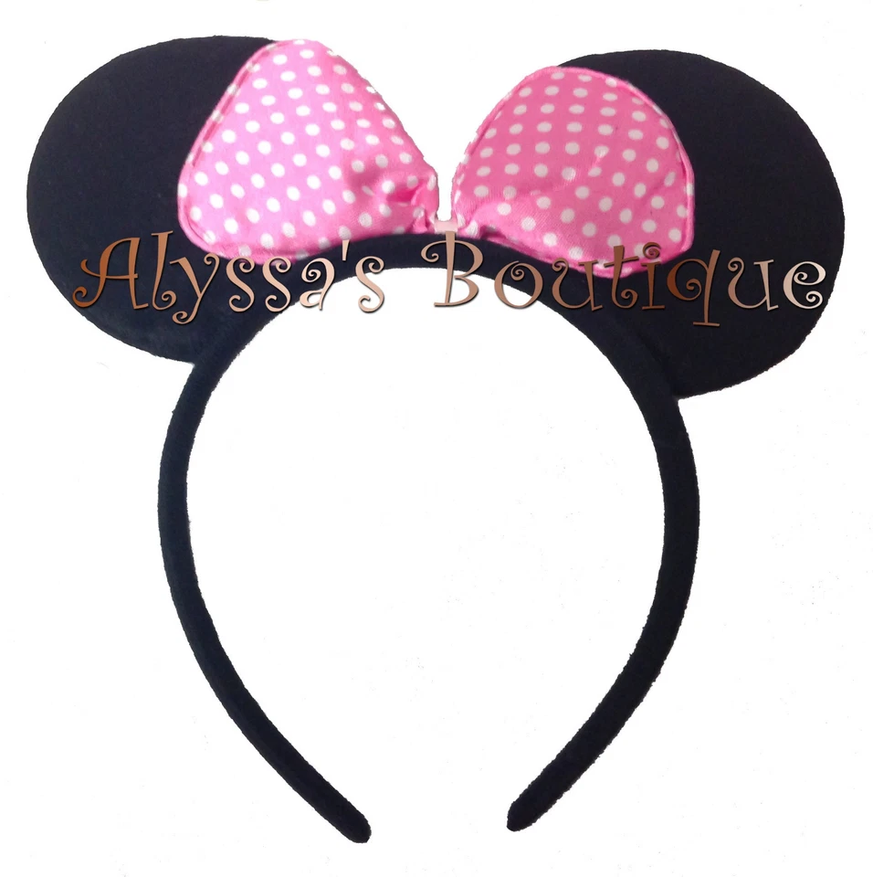 *24 pc* Minnie Mickey Mouse Ears Headbands Black Pink Bows Birthday Favors Cute - Image 3 of 4