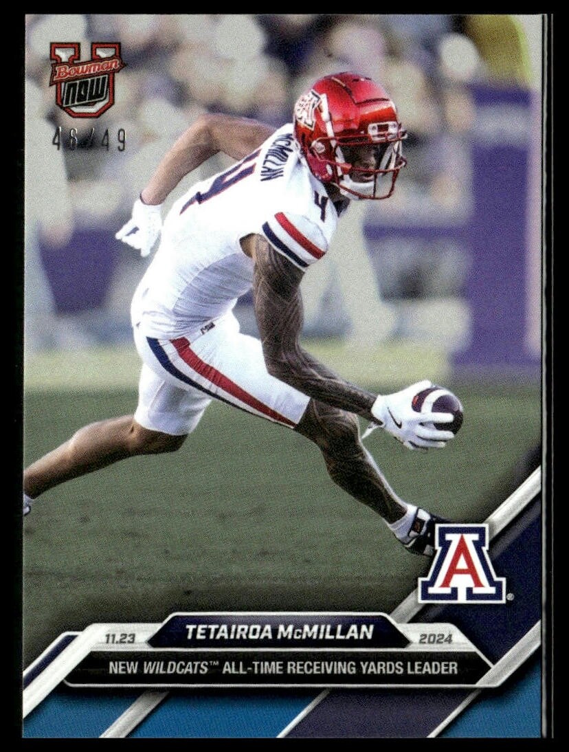 2024 Topps Bowman U Now 47 Tetairoa McMillan Arizona Wildcats Record Blue 46/49