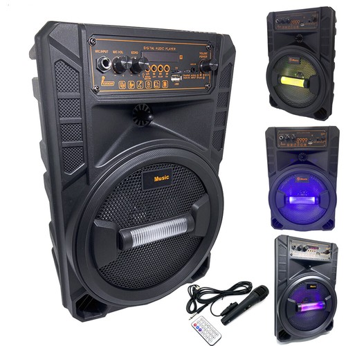 Haut-parleur Bluetooth FM portable 8" 3000W système audio subwoofer micro de fête auxiliaire USB