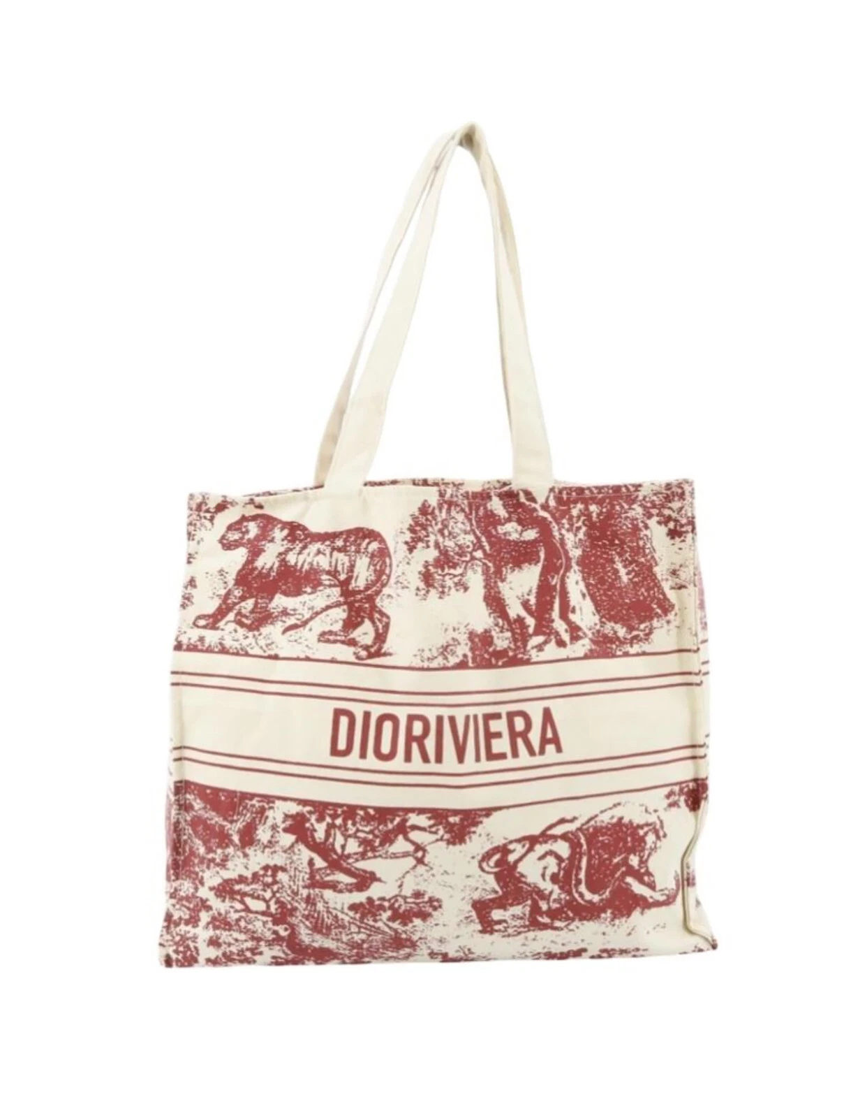 Cabas Dioriviera, Christian Dior Paris   en lin imprimé animal   neuf