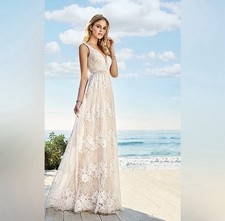 Val Stefani Boho Formal Dress - Gown | Ivory | Size 6