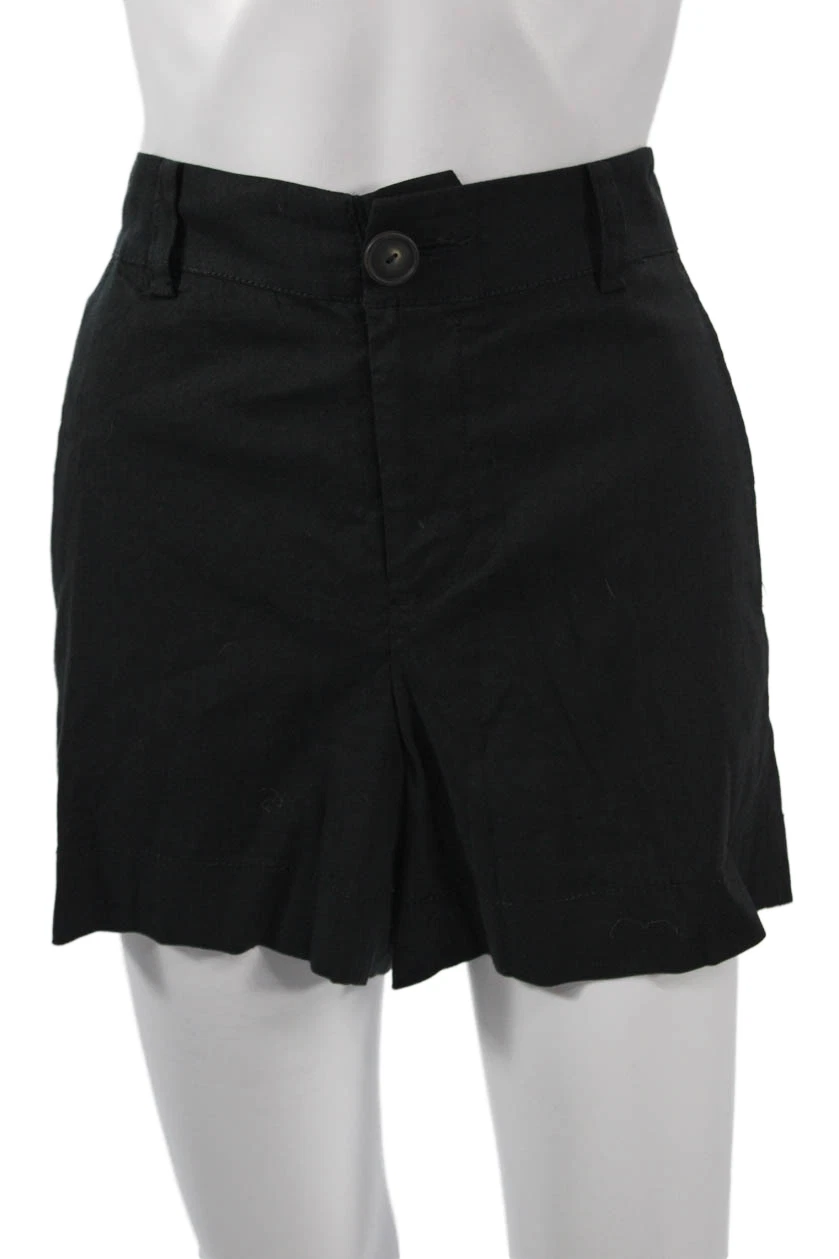 Vince Women Shorts Black Linen Blend Button Size 4