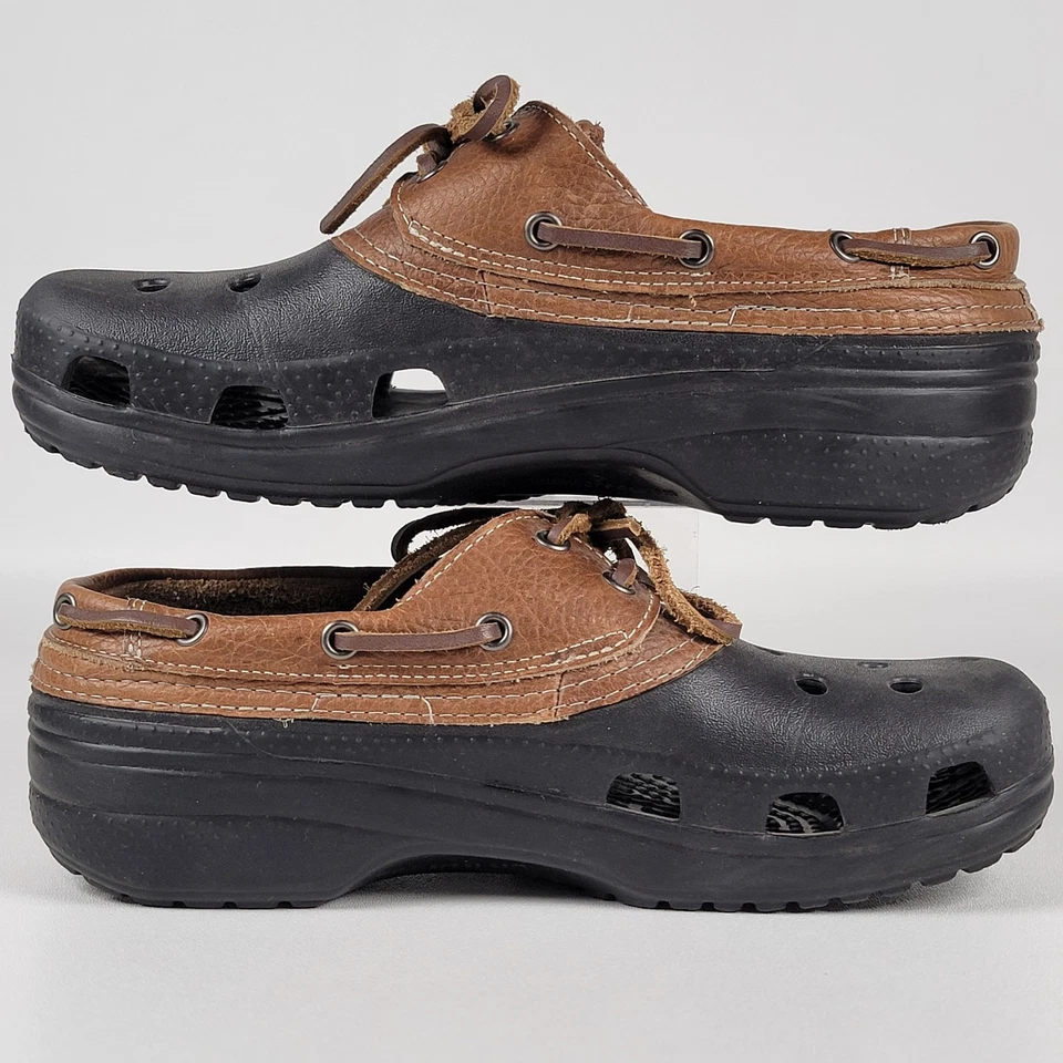 Crocs Islander Pitcrew Boat Shoes Clogs Brown Tan Black Men's Size 8 Women’s 10  - Image 4 of 4