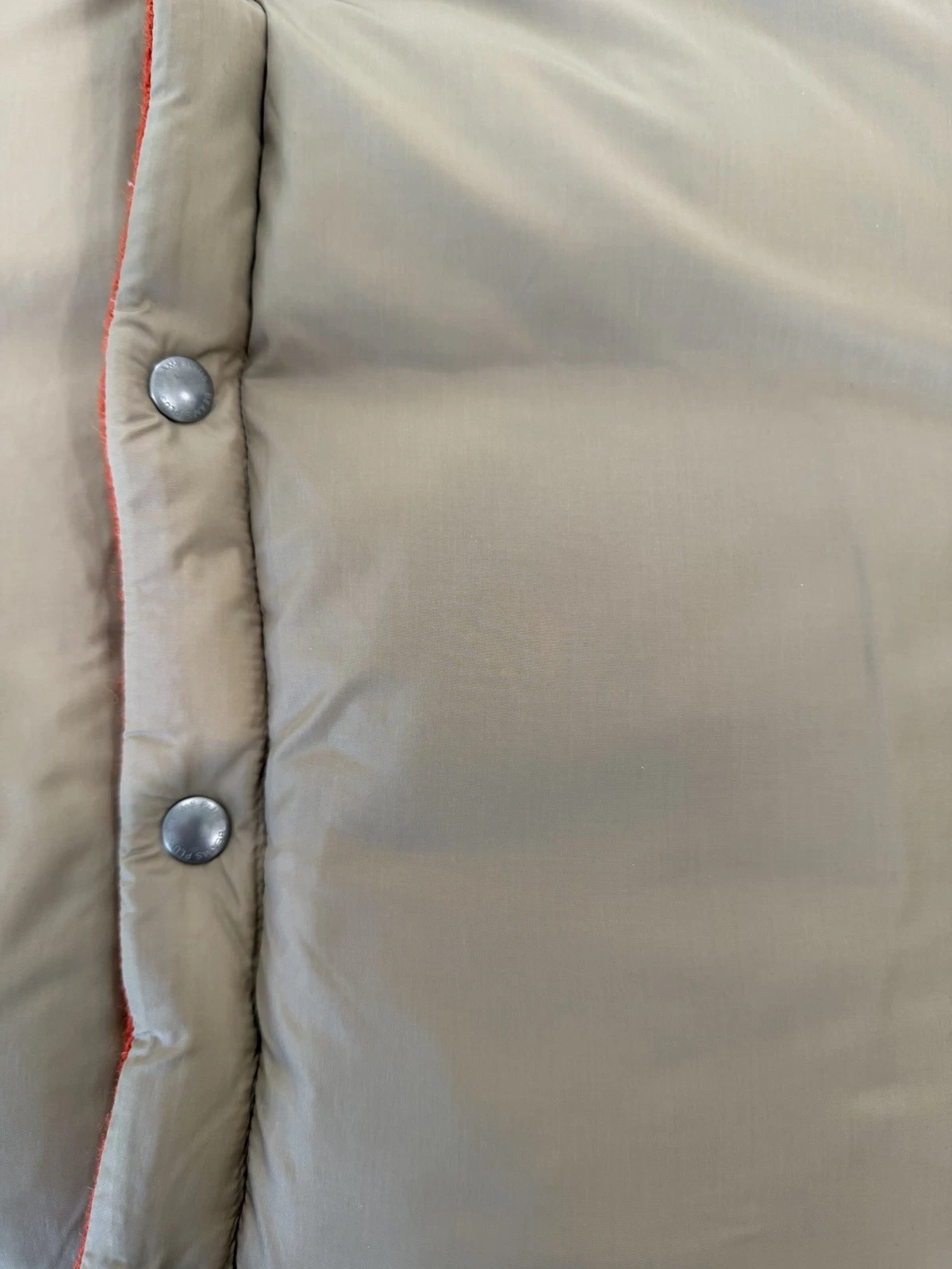 Beams Harris Tweed Puffer Vest Reversible Orange/Khaki Small - product detail image 5